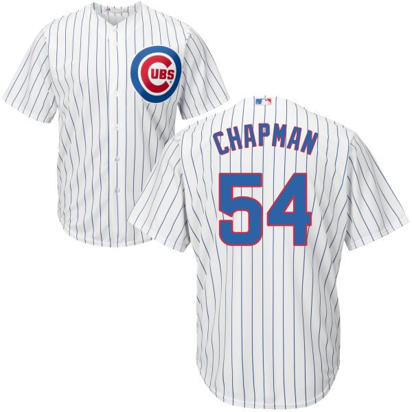 

men's #54 aroldis chapman white royal cool base sport jersey, Black;blue