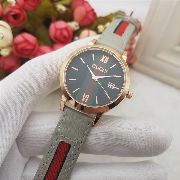 

wholesale new fashion luxury men's / women's watches casual business dress watch leather nylon strap quartz clock, Slivery;brown