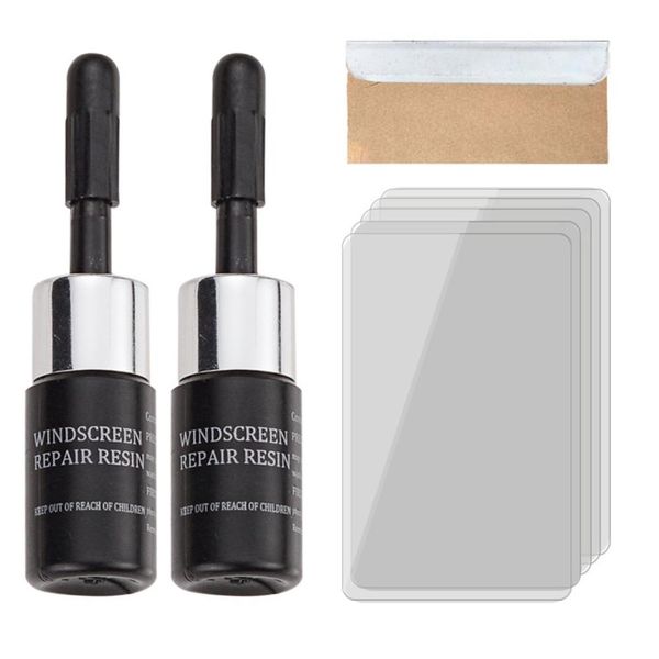

2pcs auto windshield glass chips crack resin glue universal car window repair kit car window repair polishing fix kit