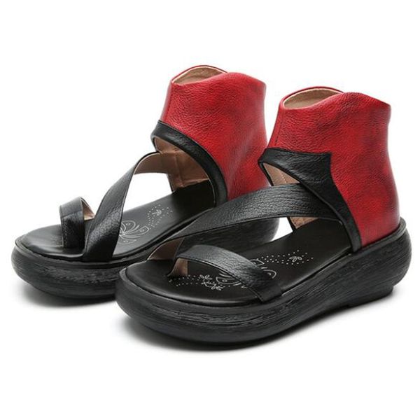 

sale 2020 new spell color summer flip flop sandals women's sandals fashion sweet full genuine leather beach shoes, Black