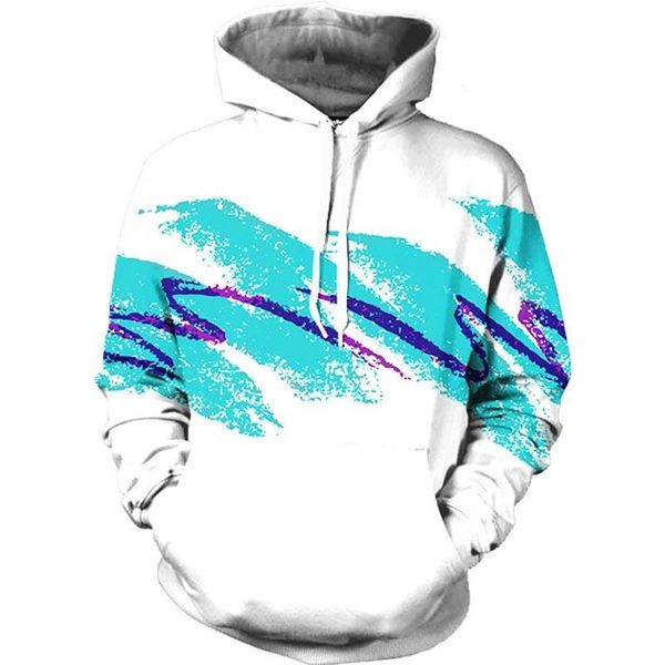 

watercolor digital printing men women hoodies print waves 3d hooded sweatshirts autumn winter fashion hoody breathable, Black