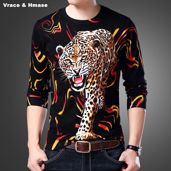 

chinese style exquisite 3d animal pattern printing fashion sweater pull homme autumn&winter 2018 new quality sweater men -xxxxl, White;black