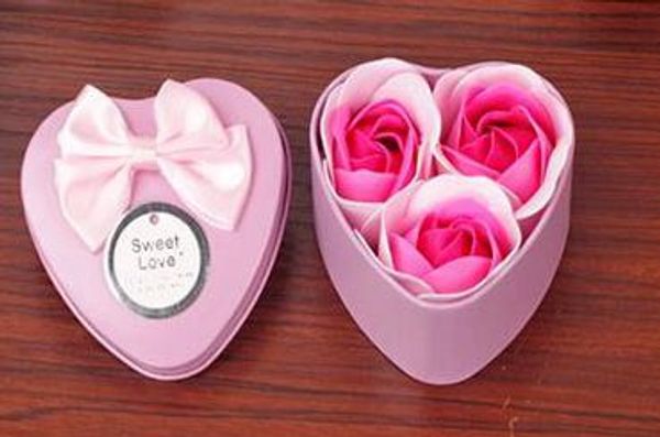 

300box 3pcs beautiful heart scented bath body petal rose flower soap wedding decoration valentine's gift