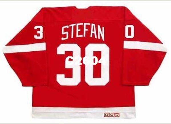 

мужчины #30 грег стефан детройт red wings 1986 ccm старинные ретро хоккей джерси или пользовательские любое имя или номер ретро джерси, Black;red
