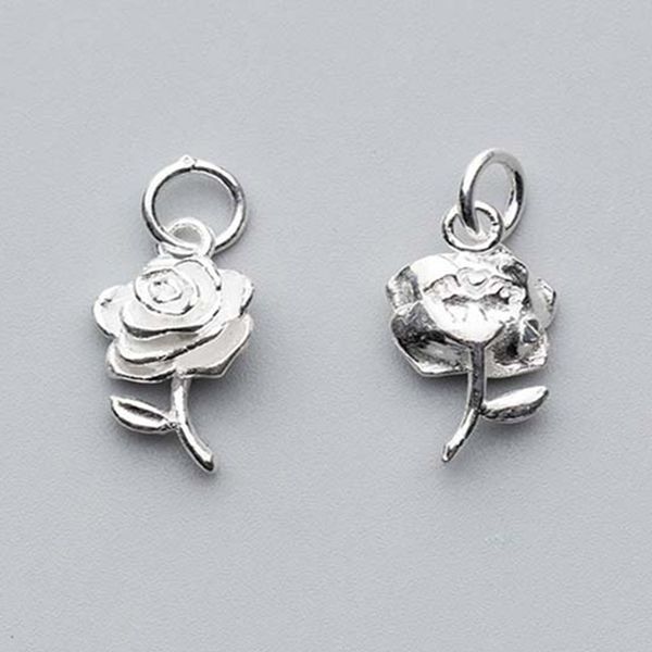 

100% 925 sterling silver cubic rose women charms hand made craft dangle pendants fit fine necklace bracelets diy jewelry making, Bronze;silver