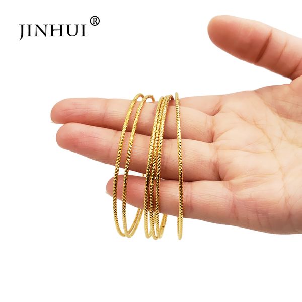 

jin hui 6pieces of gold copper bracelets for women dubai bride wedding jewelry bracelet, middle east african bangle gifts, Black