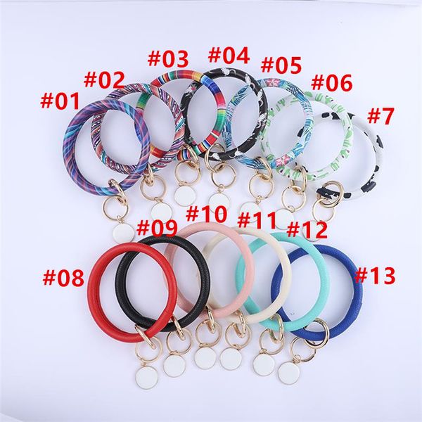

Новейшая Мода PU Кожаный Браслет Брелок Круг Капли масла Подвеска Брелок Персонал