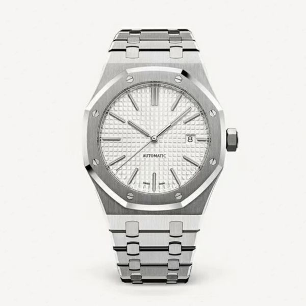 

luxury mens watches luxury automatic mechanical watches 15400 model stainless steel sports watch 30 meters waterproof sapphire wristwatch, Slivery;brown