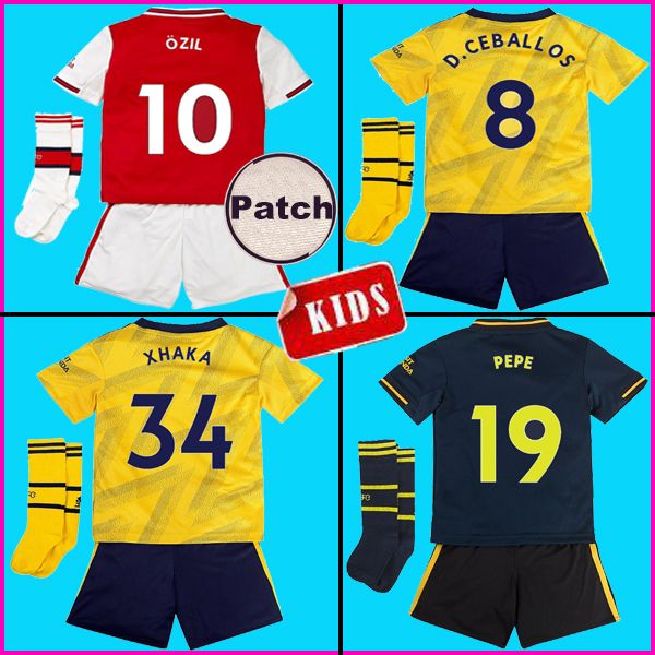 

2019 2020 red kids soccer jerseys 19 20 henry away yellow football shirt 2019 2020 david luiz maillot de foot third boy sets, Black