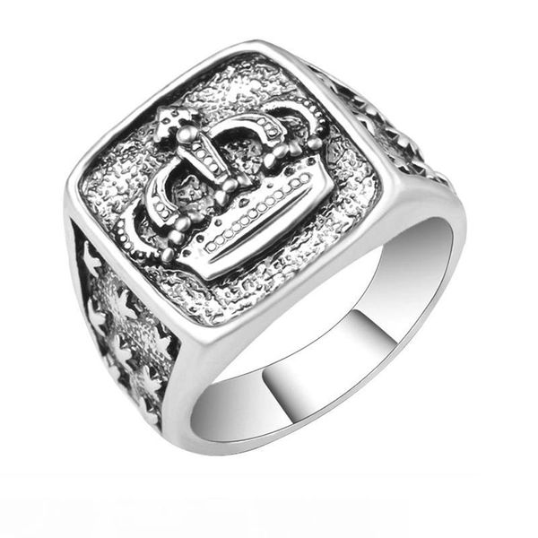 

punk new arrival silver color crown signet ring men carved star vintage ring male jewelry cool unique gift drop shipping, Golden;silver