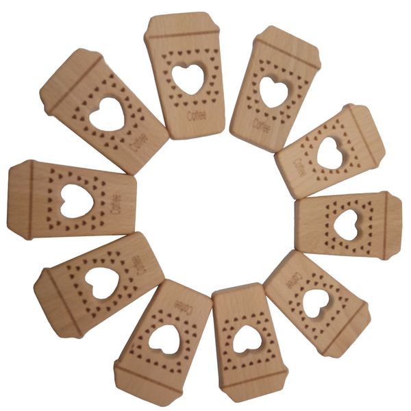 

деревянные чашки кофе прорезыватель природа детские погремушки прорезывания зубов захватывающие игрушки diy органические эко-дерево прорезыв