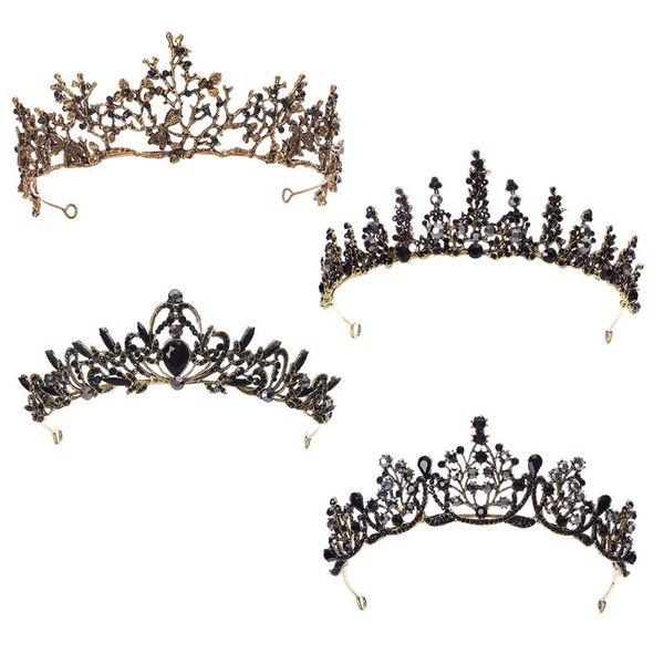 

new retro baroque bridal crown dress dinner performance headpiece european jewelry women headdress, Golden;white