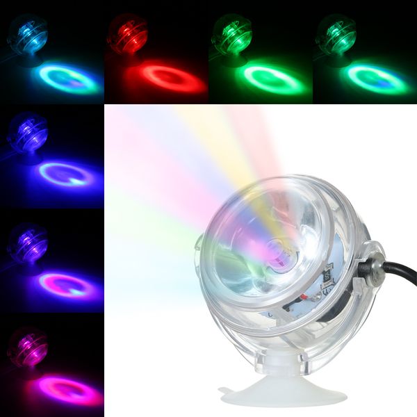 

aquarium waterproof led spotlight submersible light convex lens with suction cup fish tank decorative light color changing