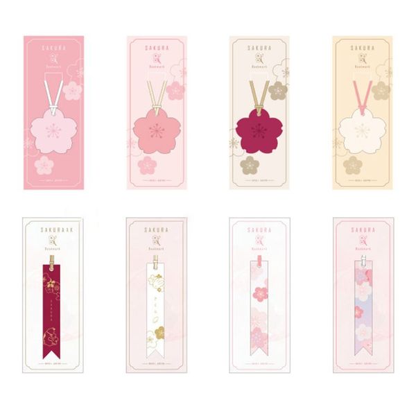 

sakura flower series petal leather bookmark creative stationery stamping diy practical stationery student gift beautiful boo