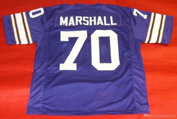 

retro #70 jim marshall custom mitchell & ness jersey purple mens stitching s-5xl,6xl football jerseys running, Black;blue