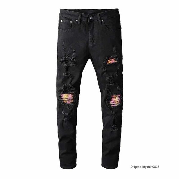 

luxury designer mens jeans mens denim fashion brand black pants white pour hommes ripped moto biker jean high quanlity new, Blue