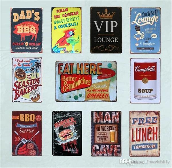 2019 Bbq Wall Art Poster Drink Beer And Eat Burger Tin Plate Bar
