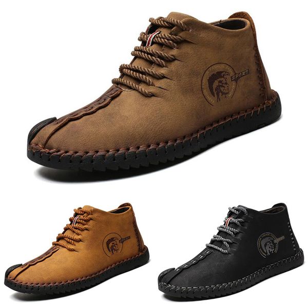 

fashion men s high-casual leather shoes plus velvet triple black brown light tan mens boots outdoor bussiness walking main2