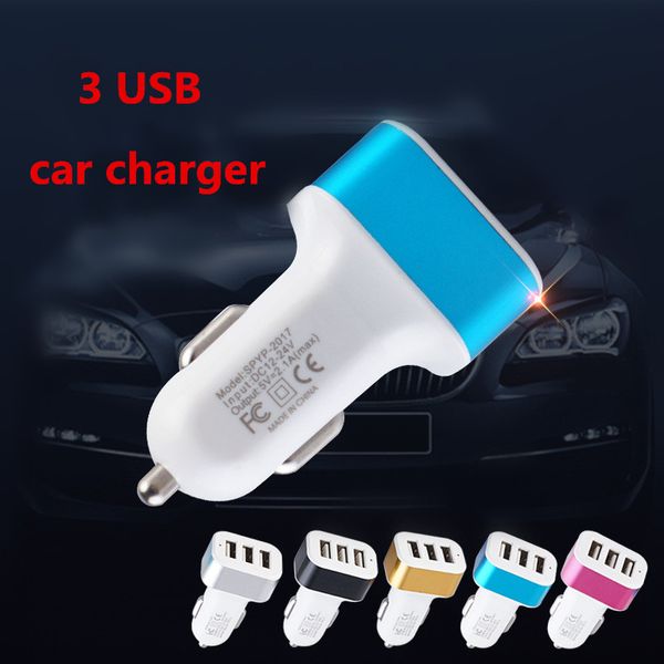 

usb высокое качество автомобильное зарядное устройство автомобильный адаптер штепсельной вилки тройные 3 usb порта для автомобилей смартфоны