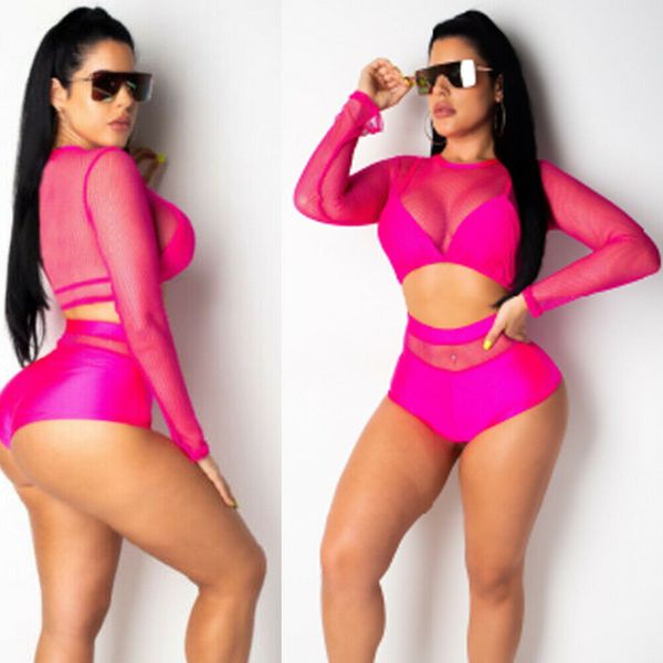 

women summer fishnet mesh sheer 2 pcs high waist cover ups swimwear beach bikini cover up crop bikini bottom beach wear