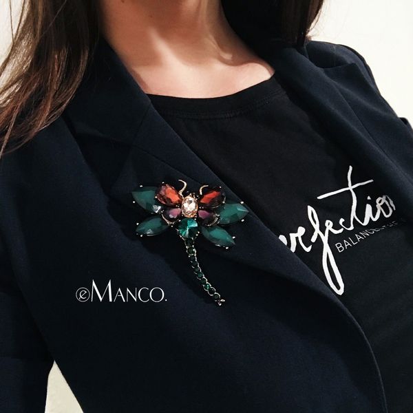 

emanco 3 цвета милые животные насекомое стрекоза броши булавки для женщин синий кристалл брошь одежда аксессуары мода ювелирные изделия y200, Gray