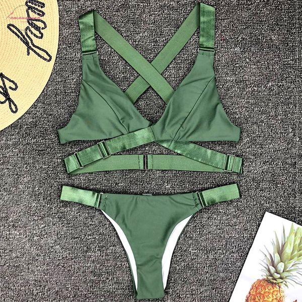 

velvet bikini 2020 brazilian swimsuit women micro thong swimwear female golden belt bikini bather push up bathing suit, White;black
