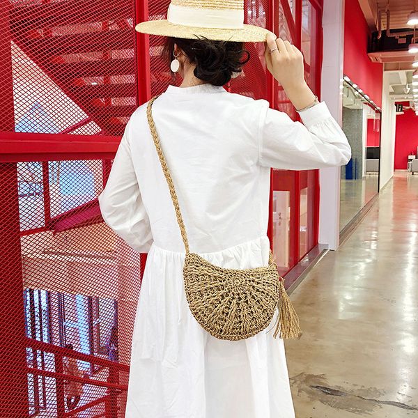 

bag holiday leisure straw bag round hand-woven tassel ladies hand bags