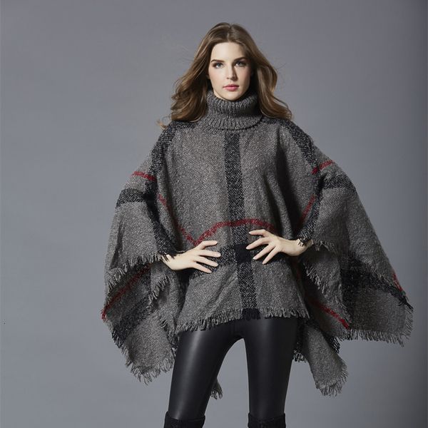 

2019 winter style batwing sleeve loose pullovers tassels hem cloak poncho casual knitting sweater for women coat harajuku, Black