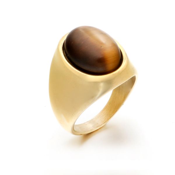 

wholesale oval gemstone ring for men vintage stainless steel rock ring accessories natural lapis lazuli rings high quality, Silver