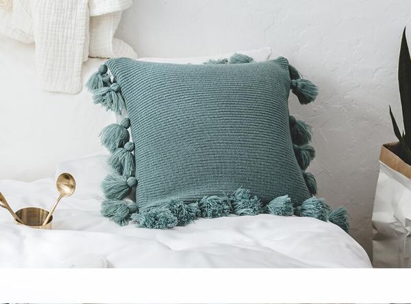 Tassel Knitted Cushion Cover Luxury Decorative Pillow Cases For