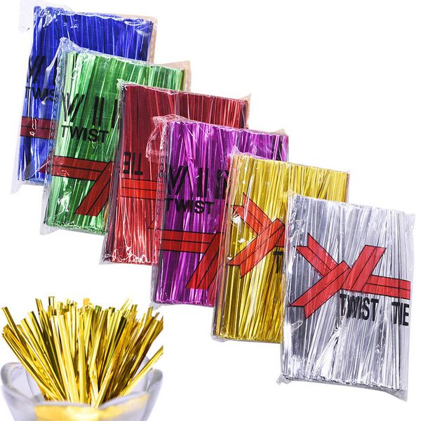 

800pcs 8-12cm metallic twist ties sealing binding wire for plastic candy cookie cake bag wedding birthday gifts packaging supply