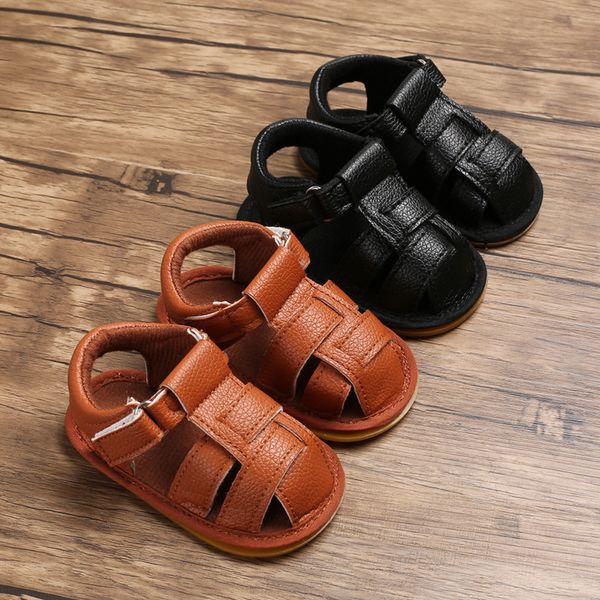 

good breath ability baby shoes summer 0-1 baby shoes cow gold bottom non-slip sandals toddler shoes, Black