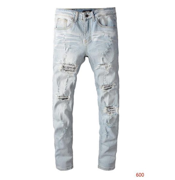 

designer men's jeans streetwear jeans men's brand denim pants fashion casual solid classic ripped straight denim designer jeans, Blue