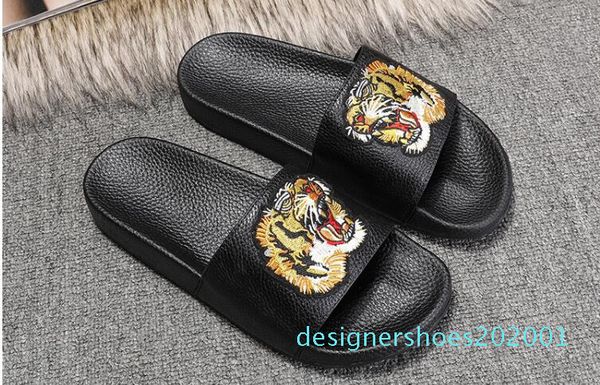 

2019 r women slippers shoes new luxury slide summer fashion wide flat sandals flip flop size 35-45 flower box d01, Black