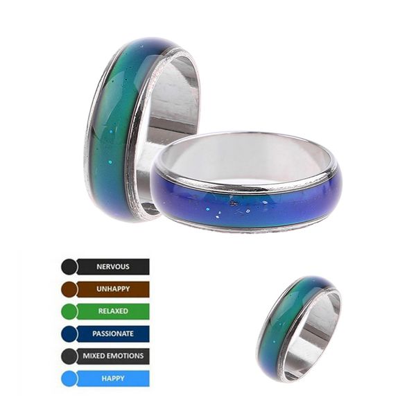 

1pc 2019 stainless steel magic mood ring temperature changing color emotion feeling rings for women men couple ring jewelry, Slivery;golden