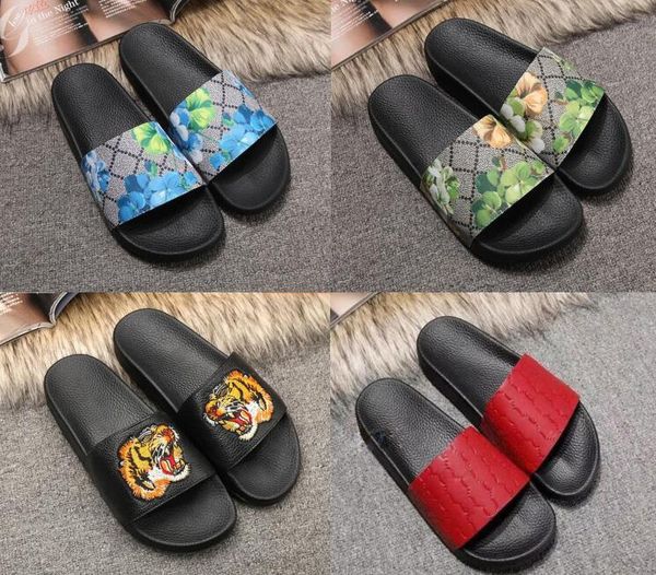 

[original box]mens and womens fashion causal slippers boys &girls tian/blooms print flower slide sandals outdoor beach flip flopsg6.6, Black