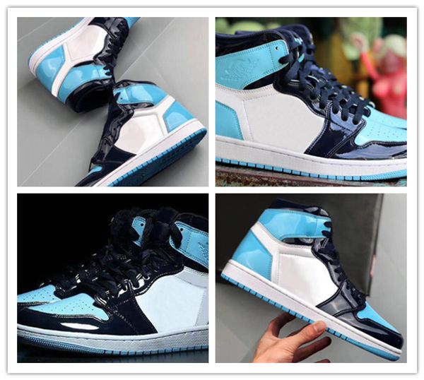 

2019 новый 1 high og unc патентный wmns asg obsidian синий холод белый мужчины женщины баскетбол обувь 1s all-star game кроссовки размер 36