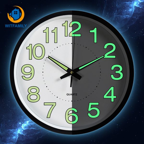 

wall clock luminous mute 12 inch home decoration fashion bedroom living room pointer mechanism quartz clock without battery