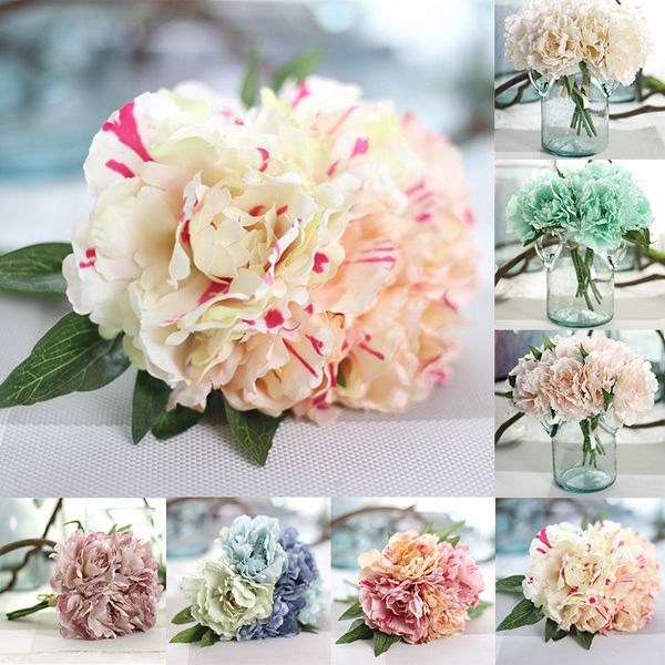 

simulation blue peony bouquet artificial silk flowers wedding bridal home decor