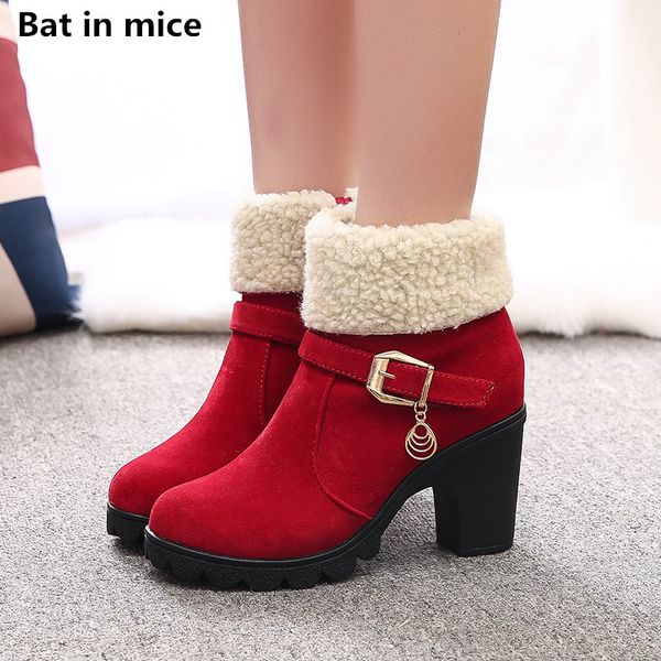 

clearance special women snow boots women platform zipper winter warm fur casual mid-calf boots woman zapatos mujer w043, Black