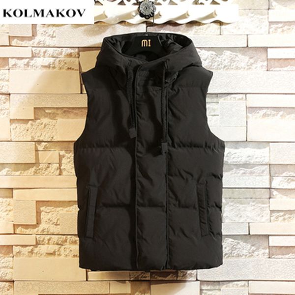 

2019 new men sleeveless jacket winter white duck down vest male hooded slim fit vest mens windproof warm waistcoat, White;black