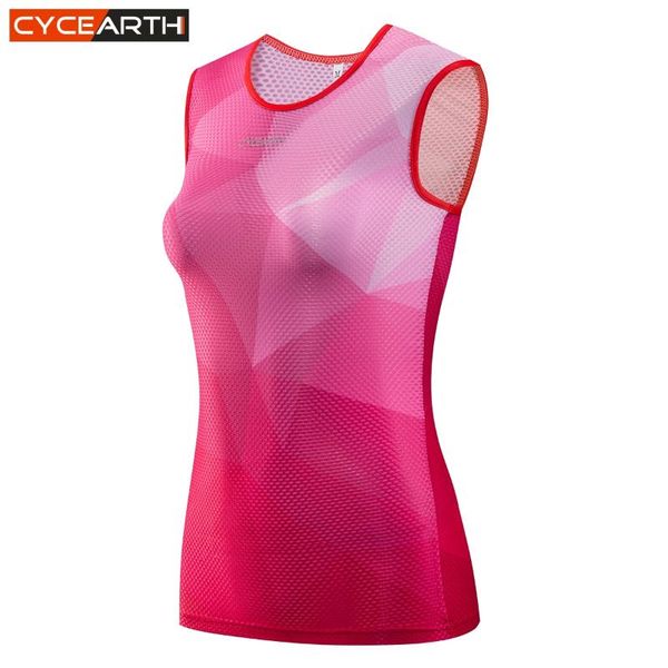 

cycearth 2018 women cycling base layer jerseys dry mesh sleeveless clothing road mtb bike underwear outdoor sports shirt, Black;red