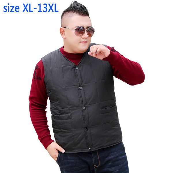 

new arrival fashion super large casual warm thick loose zipper down jacket vest men plus size -11xl12xl 13xl, Black