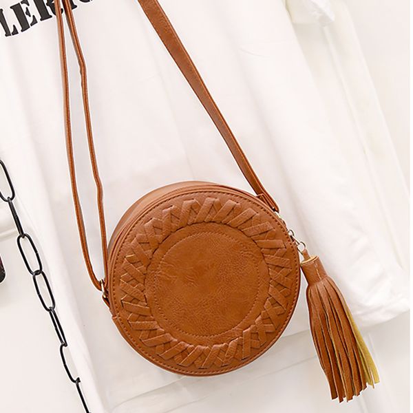 

women tassel round bag casual one-shoulder adjustable braided shoulder bag bags for women bolsa feminina w