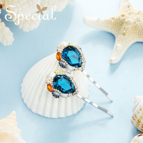 

special european and american temperament hair accessories hair clip bangs clip mermaid princess tears s1811h, Golden;white