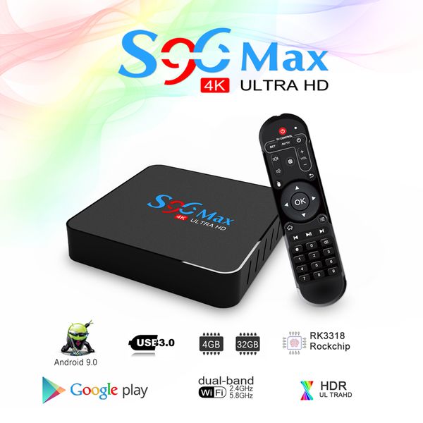 

android 9.0 tv box s96 max quad core 4gb 32gb rk3318 2.4g 5g dual wifi bluetooth 4k smart media player