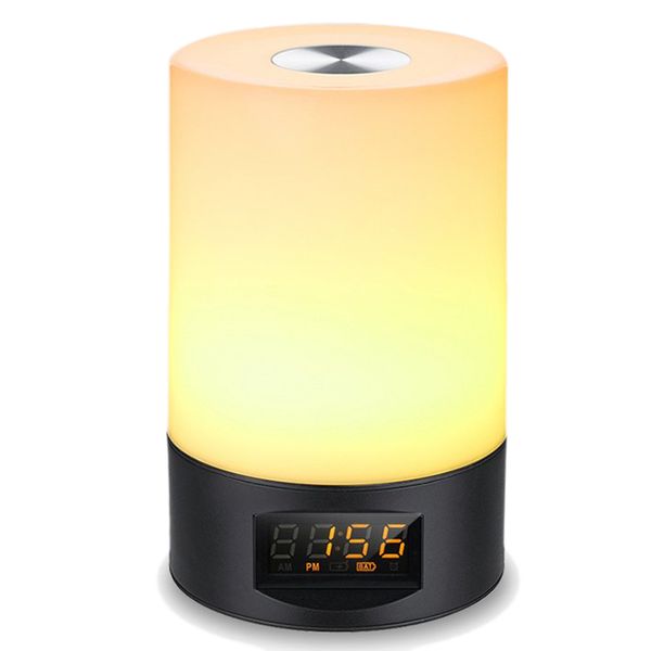 

sunrise alarm clock - digital led clock fm radio for bedrooms - multiple nature sounds sunset simulation & press control wit