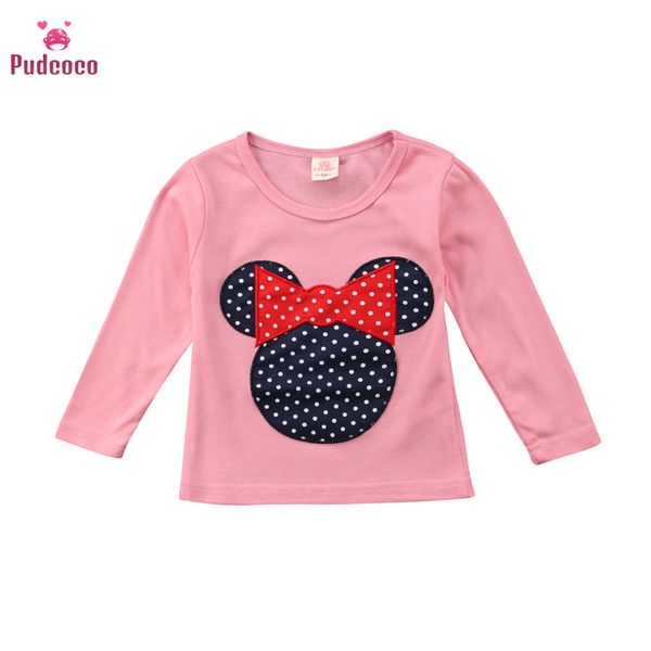 

Pducoc Fall Cute Printing Cartoon Shirt Mouse T-Shirts Kids Toddler Girls Tops Polka Dot Long Sleeve Casual Tee Blouse Tops 2-6T