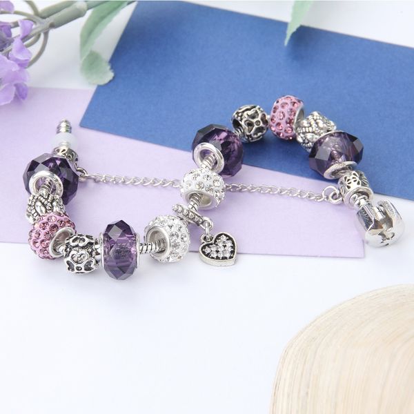 

dropshipping white heart pendant bracelets & bangles fashion crystal bracelets with charm diy jewelry bracelet for women gift, Black