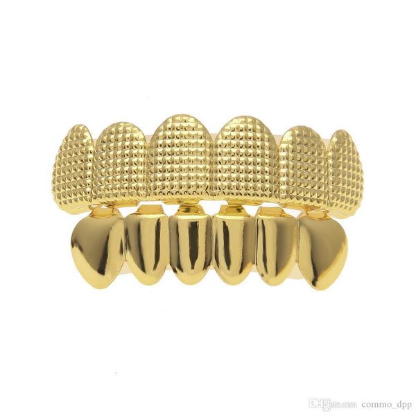 

hip hop men s & bottom teeth grillz set gold silver bump lattice false dental grills for women hiphop rapper body jewelry accessories, Black
